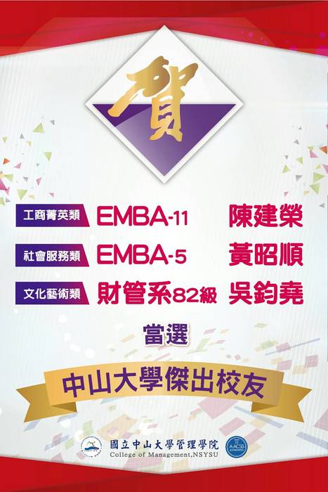 財管系82級吳鈞堯當選中山大學傑出校友（文化藝術類）圖片